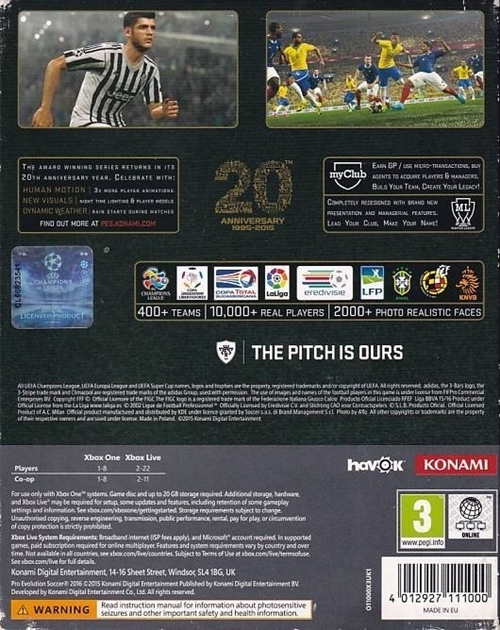 Pro Evolution Soccer 2016 - XBOX One (B Grade) (Genbrug)